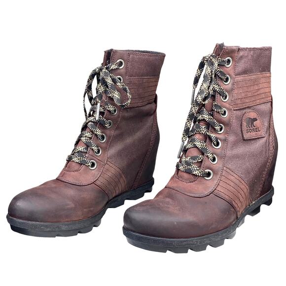 Sorel Women's Lexie Brown Leather Hidden Wedge Ankle Boot Size US 10.5 - Picture 10 of 10
